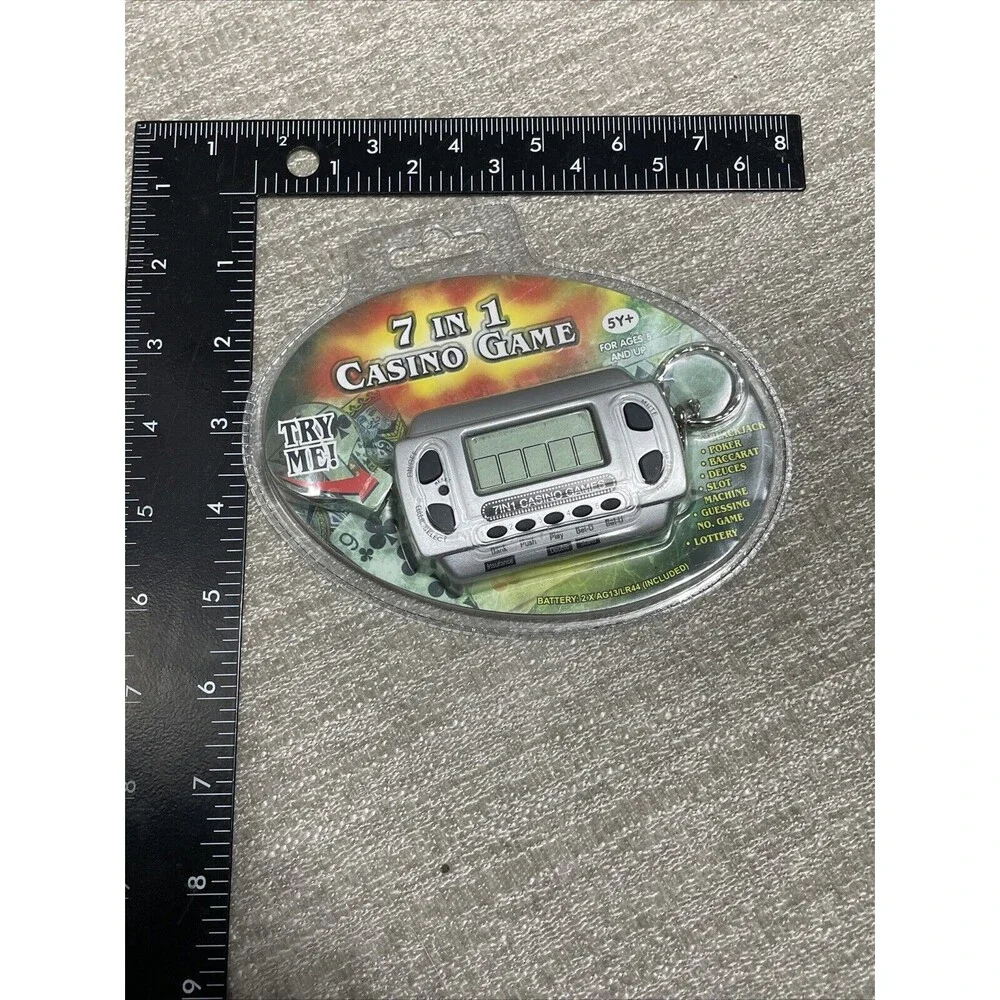 Casino Game Toy Game Keychain 7 in 1 Gambling Poker Slots Blackjack New Sealed